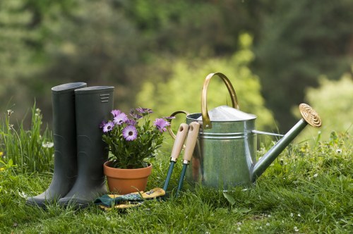 Front garden landscaping in Hayes with paving and plants